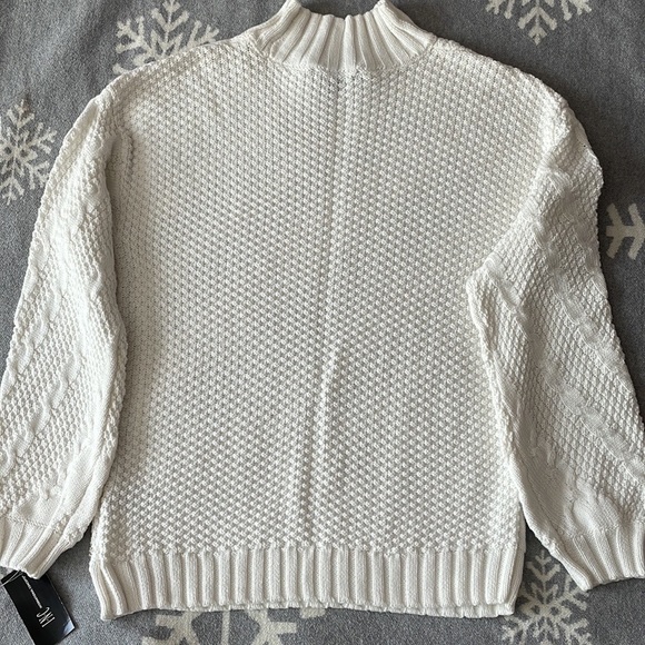 I-N-C Womens Beaded Cable Knit Pullover Sweater, White, Size XS, NWT - Picture 3 of 7